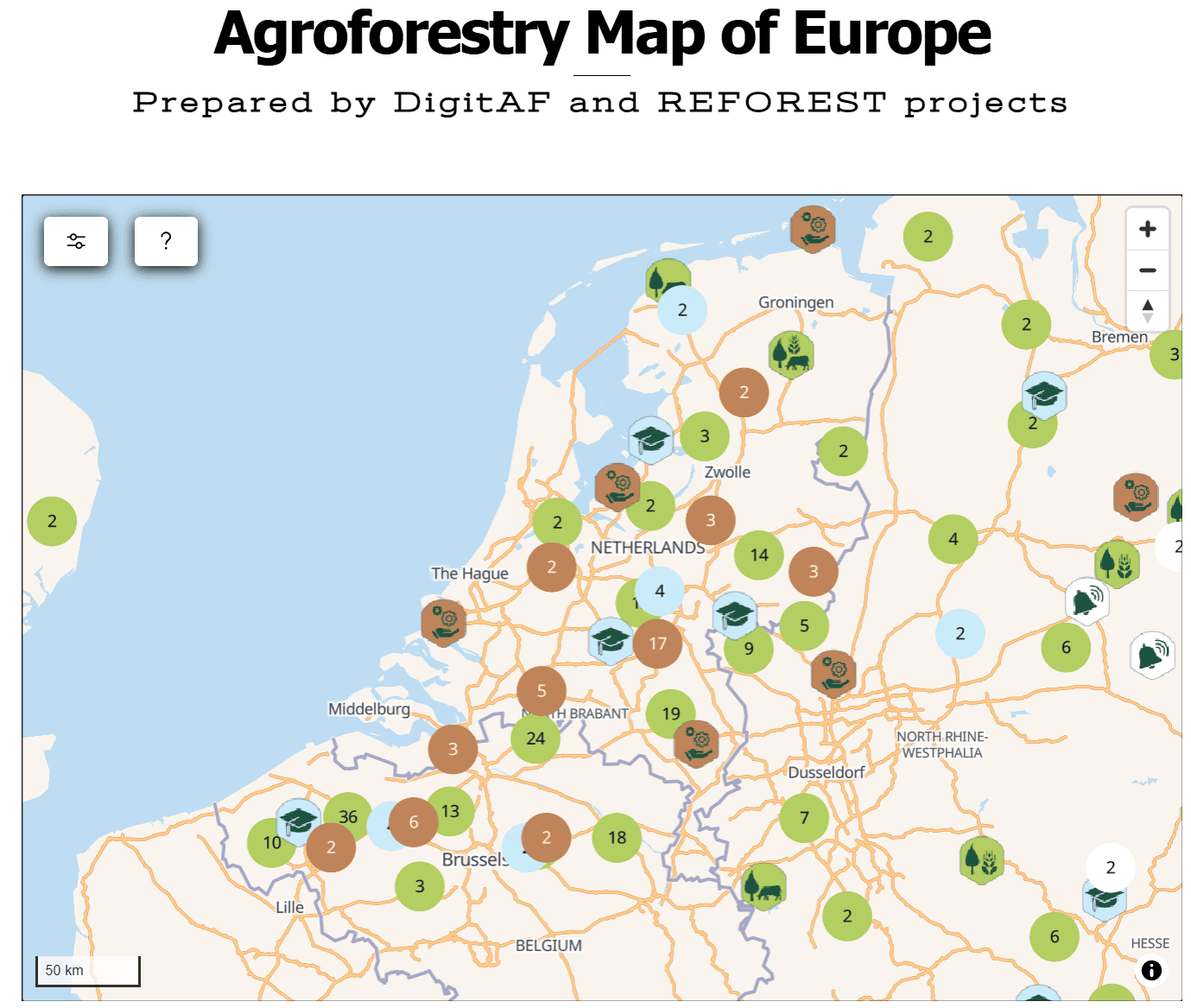 agroforestry kaart Europa